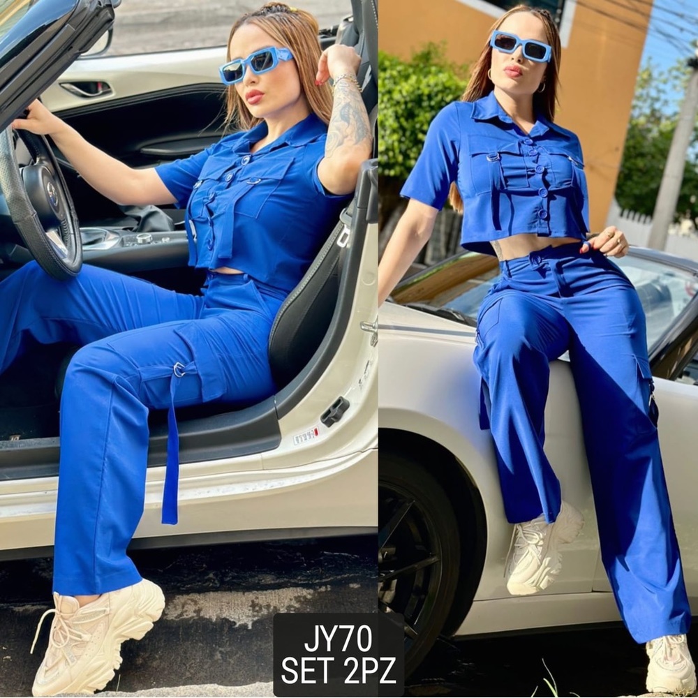 Trendy 2 piece cargo set 💙